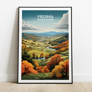 Virginia Travel Print - United States Poster - Custom Personalised Wedding Birthday Gift