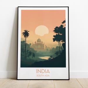 Impression de voyage en Inde - Poster Asie du Sud - Cadeau d'anniversaire de mariage personnalisé