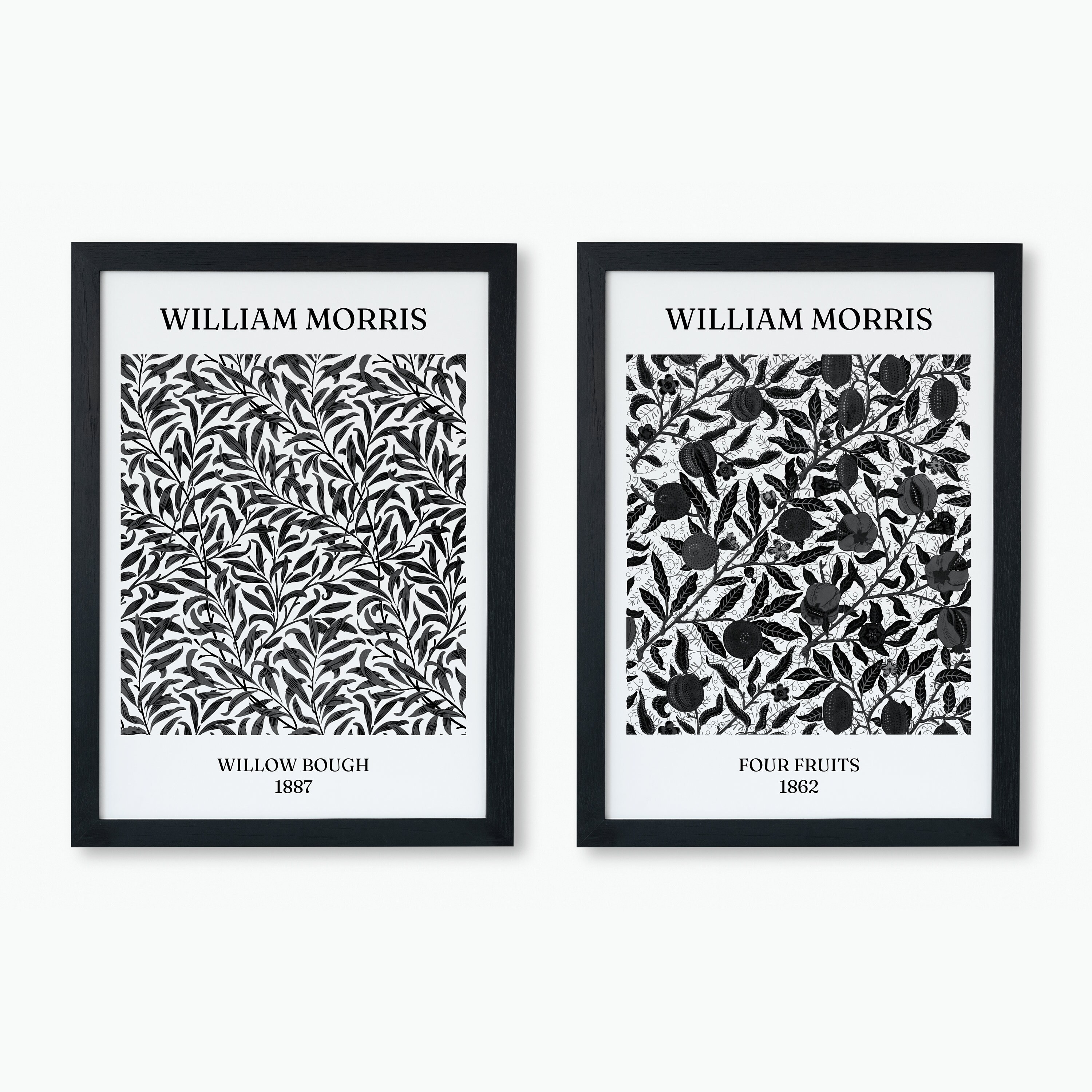 2体セットBlack morris White morris William Morris Black and White Exhibition Print Collection | 2x A3