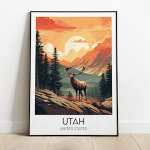 Impressão de viagem em Utah - Pôster dos Estados Unidos - Presente de aniversário de casamento personalizado