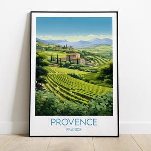 Provence Vineyards Travel Print - France Poster - Custom Personalised Wedding Birthday Gift