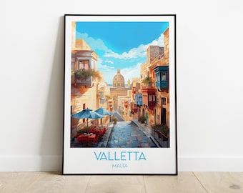 Valletta Travel Print - Malta Poster - Custom Personalised Wedding Birthday Gift