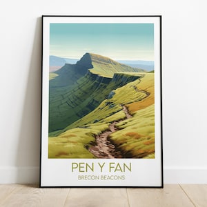Pen y Fan Travel Print - Brecon Beacons Poster - Custom Personalised Wedding Birthday Gift