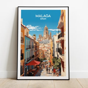 Impression de voyage Malaga - Poster Espagne - Cadeau d'anniversaire de mariage personnalisé