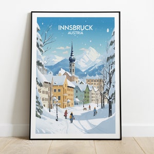 Innsbruck Travel Print - Austria Poster - Custom Personalised Wedding Birthday Gift