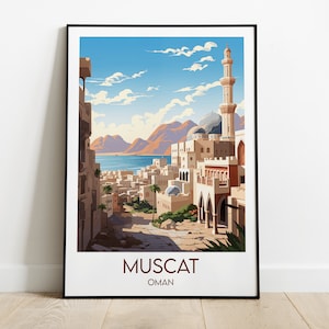 Muscat Travel Print - Oman Poster - Custom Personalised Wedding Birthday Gift