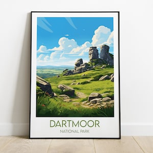 Dartmoor National Park Reise-Druck - Vereinigtes Königreich Poster - Individuell personalisiertes Hochzeit Geburtstagsgeschenk