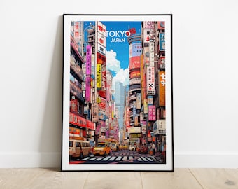 Tokyo Travel Print - Japan Poster - Custom Personalised Wedding Birthday Gift