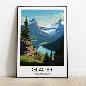 Glacier National Park Travel Print - United States Poster - Custom Personalised Wedding Birthday Gift