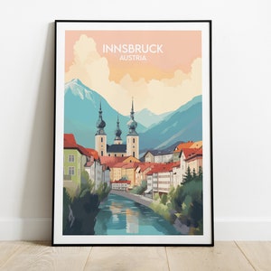 Impression de voyage Innsbruck - Poster Autriche - Cadeau d'anniversaire de mariage personnalisé