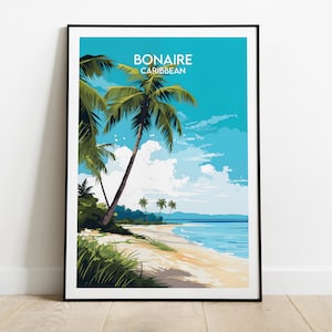 Bonaire Travel Print - Karibik Poster - Individuell personalisiertes Hochzeit Geburtstagsgeschenk