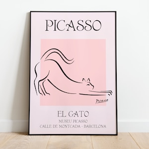 Picasso Line Art Cat Exhibition Print Poster | A3 A4 A5 | High Quality Vintage Home Decor Wall Art Deco Minimalist Drawing Gift