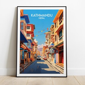 Reisafdruk Kathmandu - poster Nepal - aangepaste gepersonaliseerde bruiloft verjaardagscadeau