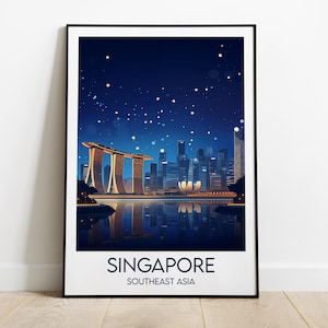 Singapore Travel Print - Southeast Asia Poster - Custom Personalised Wedding Birthday Gift
