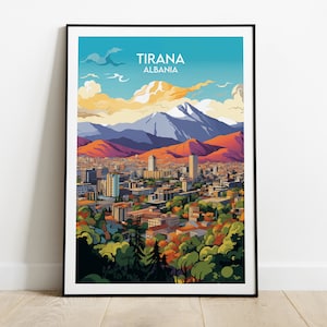 Tirana Travel Print - Poster Albanie - Cadeau d'anniversaire de mariage personnalisé