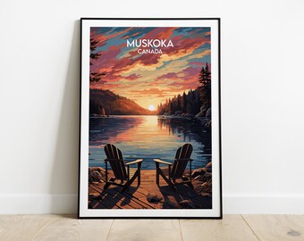 Impresión de viaje de Muskoka - Póster de Canadá - Regalo personalizado de boda o cumpleaños