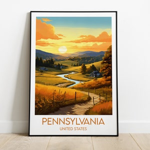 Impression voyage Pennsylvanie - Poster États-Unis - Cadeau d'anniversaire de mariage personnalisé