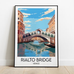 Rialto Bridge Venice Print - Italy Poster - Custom Personalised Wedding Birthday Gift
