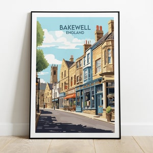 Impression de voyage Bakewell - Poster Angleterre Royaume-Uni - Cadeau d'anniversaire de mariage personnalisé