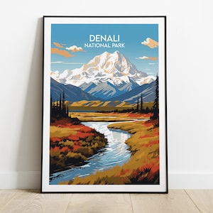 Denali National Park Travel Print - Alaska Poster - Custom Personalised Wedding Birthday Gift