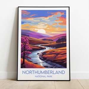 Northumberland National Park Travel Print - England Poster - Custom Personalised Wedding Birthday Gift