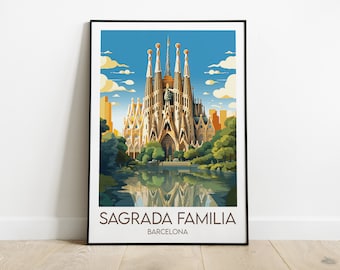 Sagrada Familia Barcelona Travel Print - Spain Poster - Custom Personalised Wedding Birthday Gift