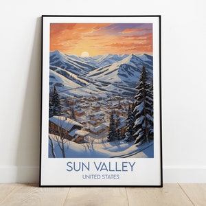 Sun Valley Ski Travel Print - United States Poster - Custom Personalised Wedding Birthday Gift