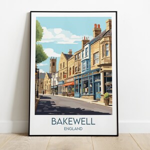 Bakewell Reise-Druck - England UK Poster - Individuell personalisiertes Hochzeit Geburtstagsgeschenk