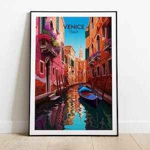 Impression de voyage à Venise - Poster Italie - Cadeau d'anniversaire de mariage personnalisé