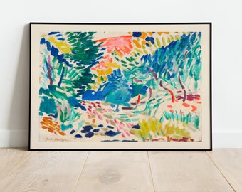 Matisse-landschap bij Collioure omzoomde tentoonstellingsposter | A3 A4 A5 | Kwaliteitsklassiek vintage bloemen Woondecoratie Wall Art Deco