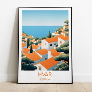 Hvar Travel Print - Croatia Poster - Custom Personalised Wedding Birthday Gift
