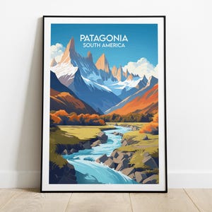 Patagonia Travel Print - South America Poster - Custom Personalised Wedding Birthday Gift