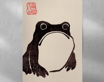 Japanese Frog Wabi Sabi Print | A3 A4 A5 | Japanese Vintage