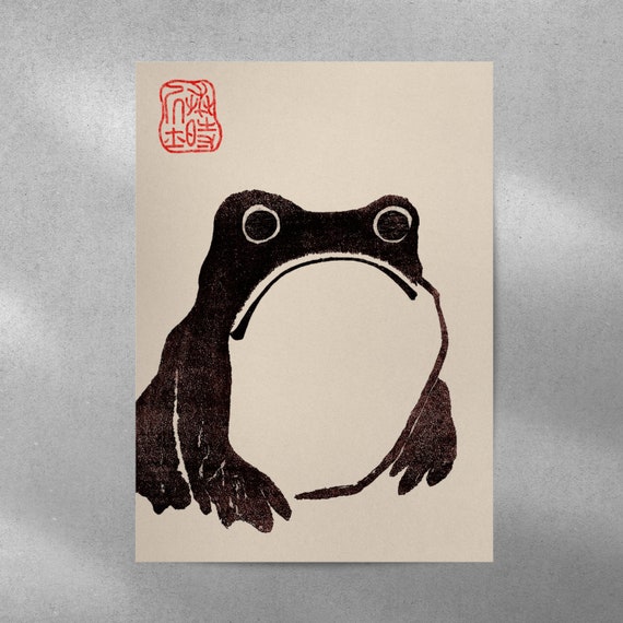 Japanese Frog Wabi Sabi Print | A3 A4 A5 | Japanese Vintage
