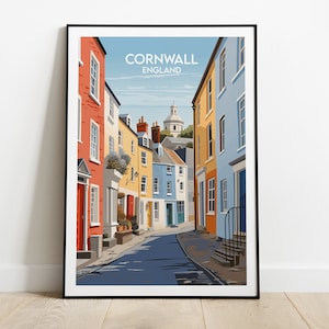 Cornwall Travel Print - England UK Poster - Custom Personalised Wedding Birthday Gift