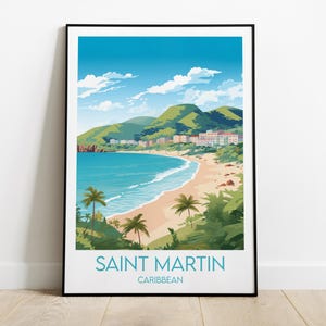 Impresión de viaje a San Martín - Póster del Caribe - Regalo personalizado para bodas y cumpleaños