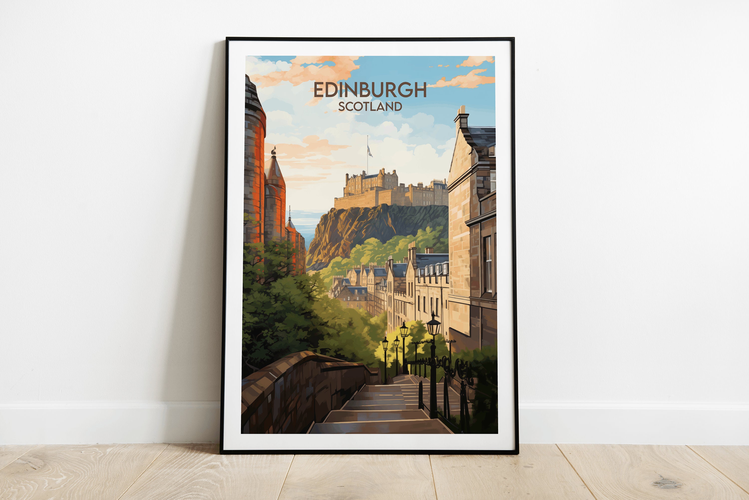Edinburgh Castle Travel Print - Scotland UK Poster - Custom Personalised Wedding Birthday Gift