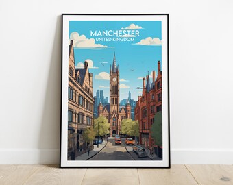 Manchester Print - England City Poster - Custom Personalised Wedding Birthday Gift
