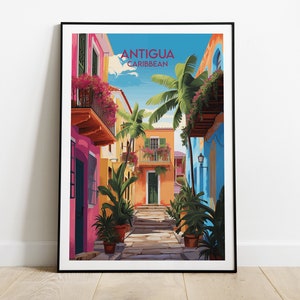 Impression de voyage Antigua - Poster Caraïbes - Cadeau d'anniversaire de mariage personnalisé