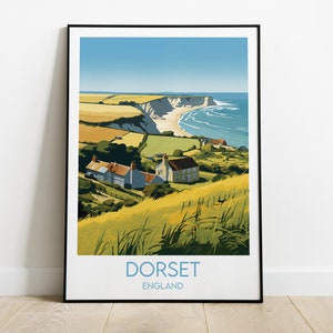 Dorset Travel Print - England UK Poster - Individuell personalisiertes Hochzeit Geburtstagsgeschenk