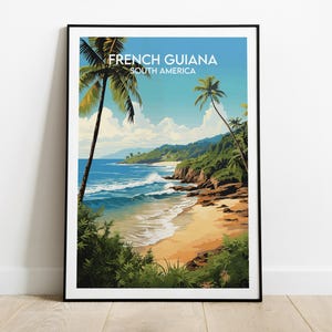 Reisafdruk Frans-Guyana - poster Zuid-Amerika - aangepaste gepersonaliseerde bruiloft verjaardagscadeau