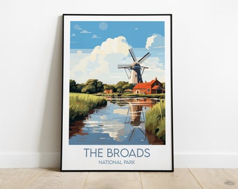 Norfolk Broads National Park Travel Print - England UK Poster - Custom Personalised Wedding Birthday Gift