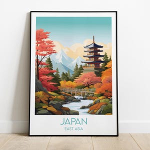 Japan Travel Print - Temple Poster - Custom Personalised Wedding Birthday Gift