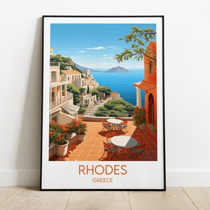 Rhodos Reisedruck - Griechenland Poster - Individuell personalisiertes Hochzeit Geburtstagsgeschenk