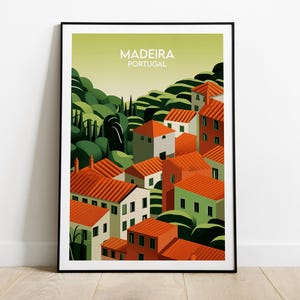 Madeira Travel Print - Portugal Poster - Custom Personalised Wedding Birthday Gift