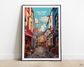 Galway Travel Print - Ireland Poster - Custom Personalised Wedding Birthday Gift
