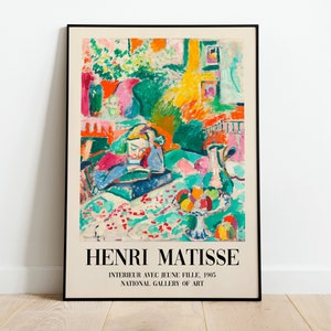 Matisse Mädchen Lesen Moderne Ausstellung Print Poster | A3-A4-A5 | Ultra hochwertige klassische Vintage Blumen Wohnkultur Wand Art Deco