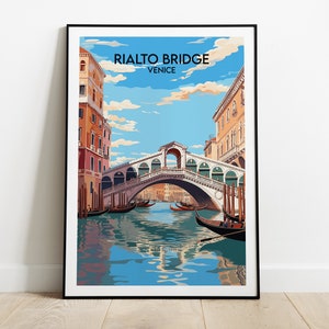 Rialto Bridge Venice Print - Italy Poster - Custom Personalised Wedding Birthday Gift