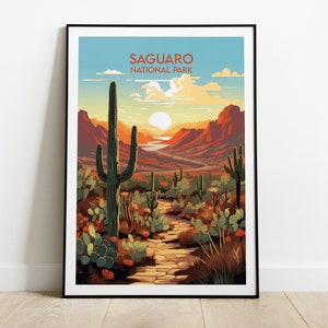 Saguaro National Park Reisedruck - Arizona Poster - Individuell personalisiertes Hochzeit Geburtstagsgeschenk