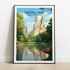Central Park Travel Print - New York Poster - Custom Personalised Wedding Birthday Gift
